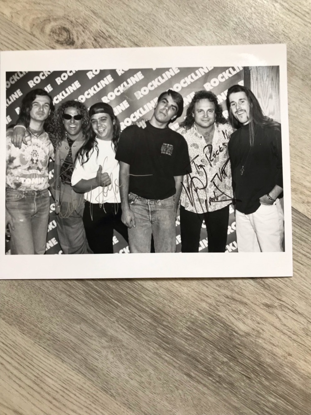Vintage Black & White Photo Autographed by Sammy Hagar and Michael Anthony